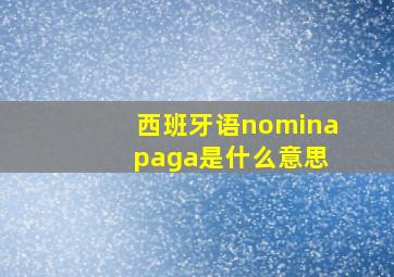 西班牙语nomina paga是什么意思